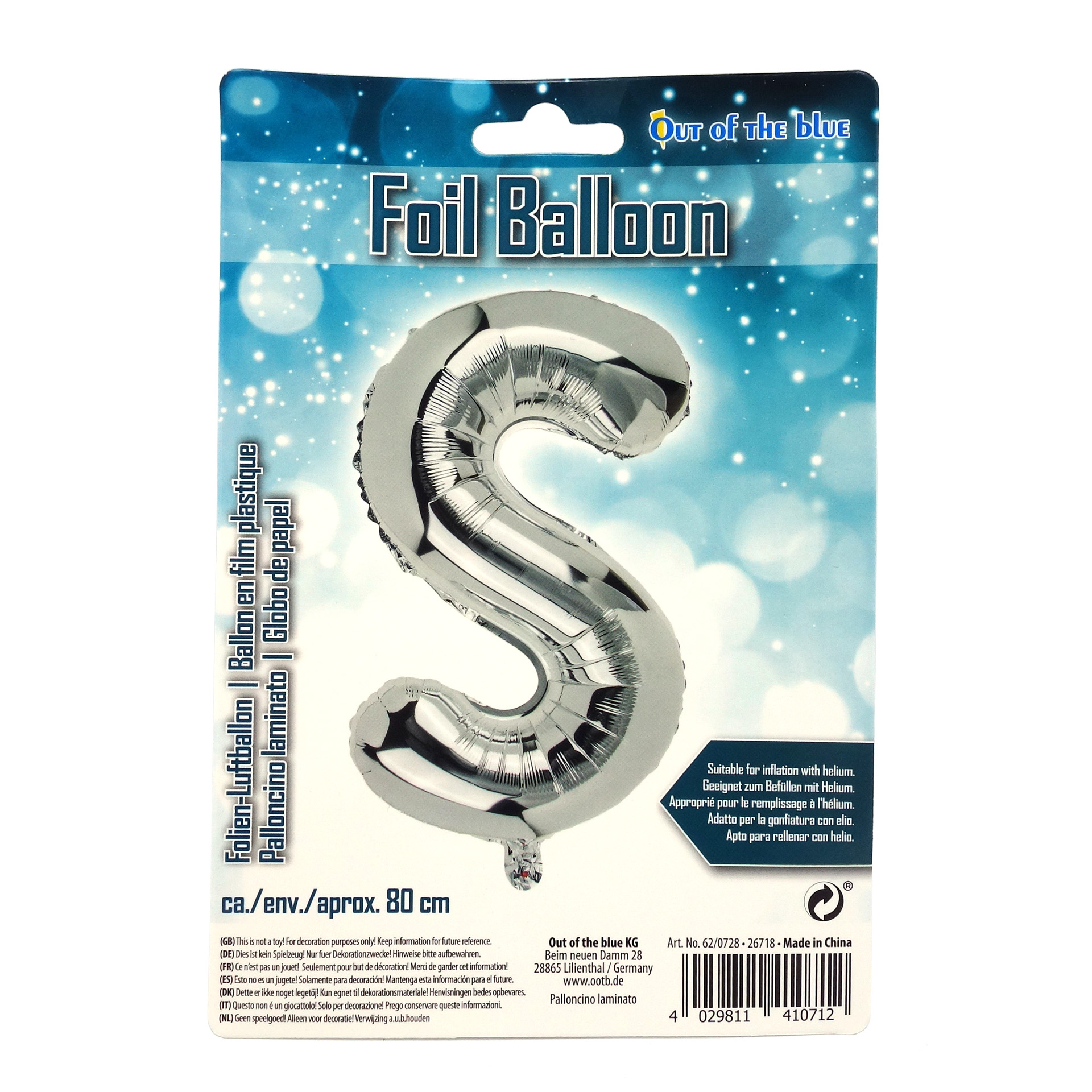 Folien Ballon Buchstabe "S" Silber