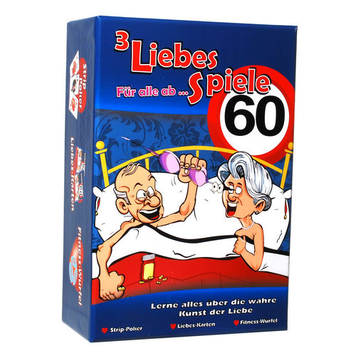 Geburtstagsgeschenk 3 Liebes Spiele "60" Strip Poker Liebes-Karten Fitness-Würfel