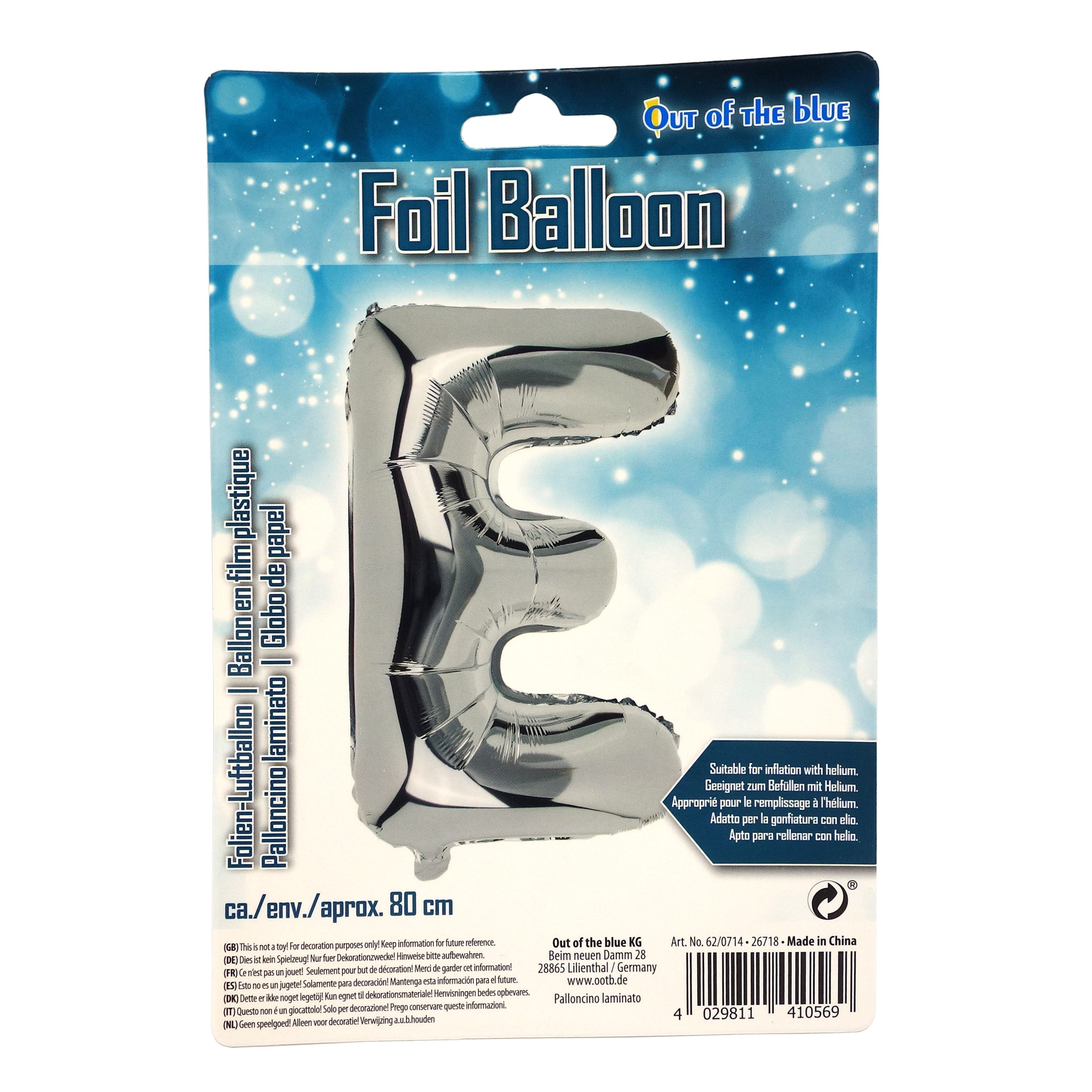 Folien Ballon Buchstabe "E" Silber
