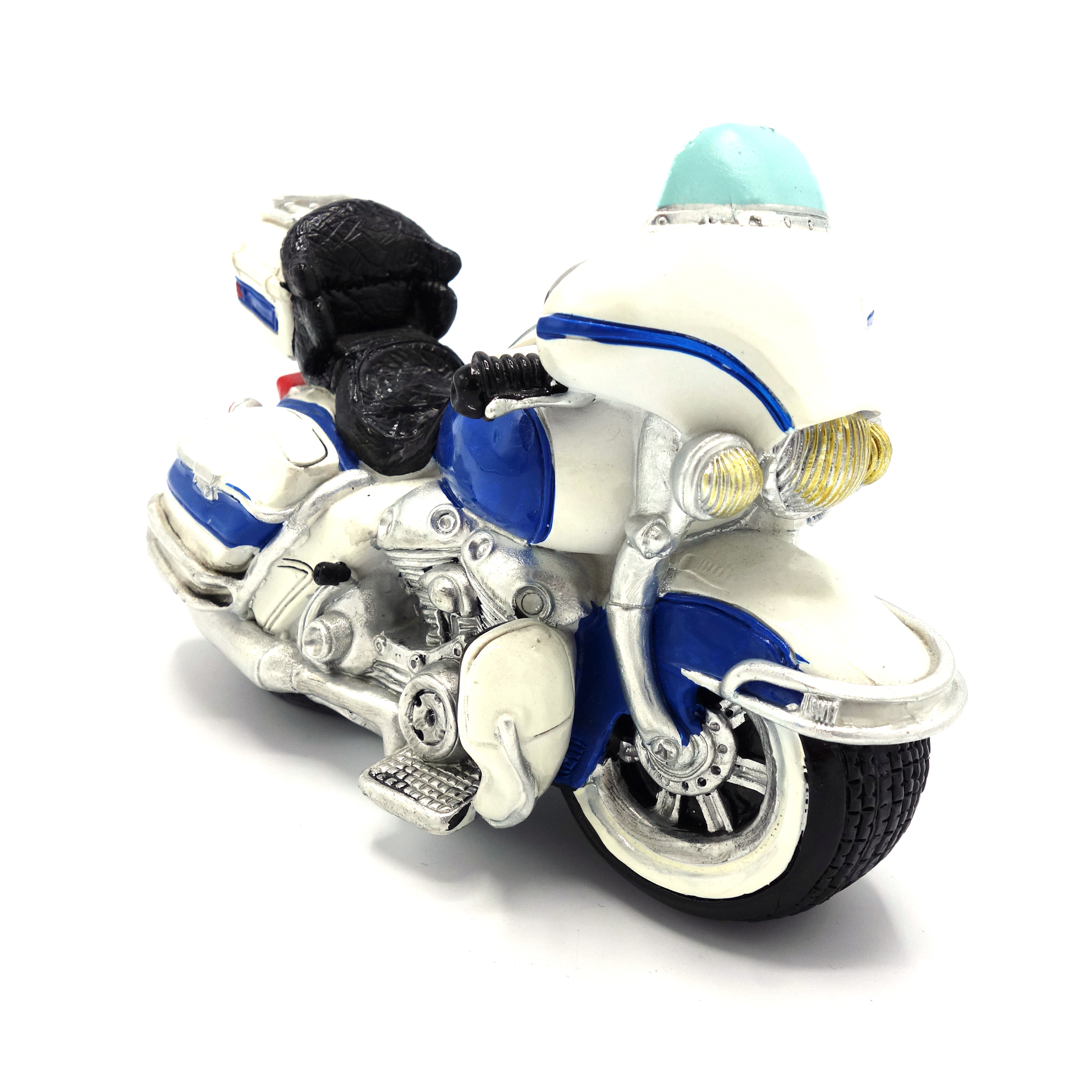 Motorrad Spardose Blau Weiß