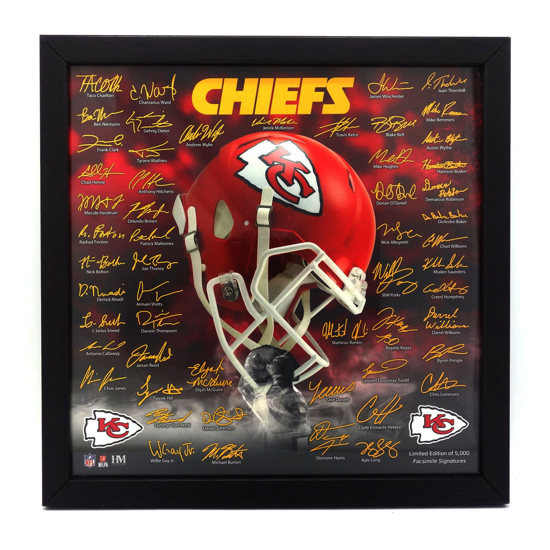 NFL Eingerahmtes Bild Helm Kansas City Chiefs Autogramme 