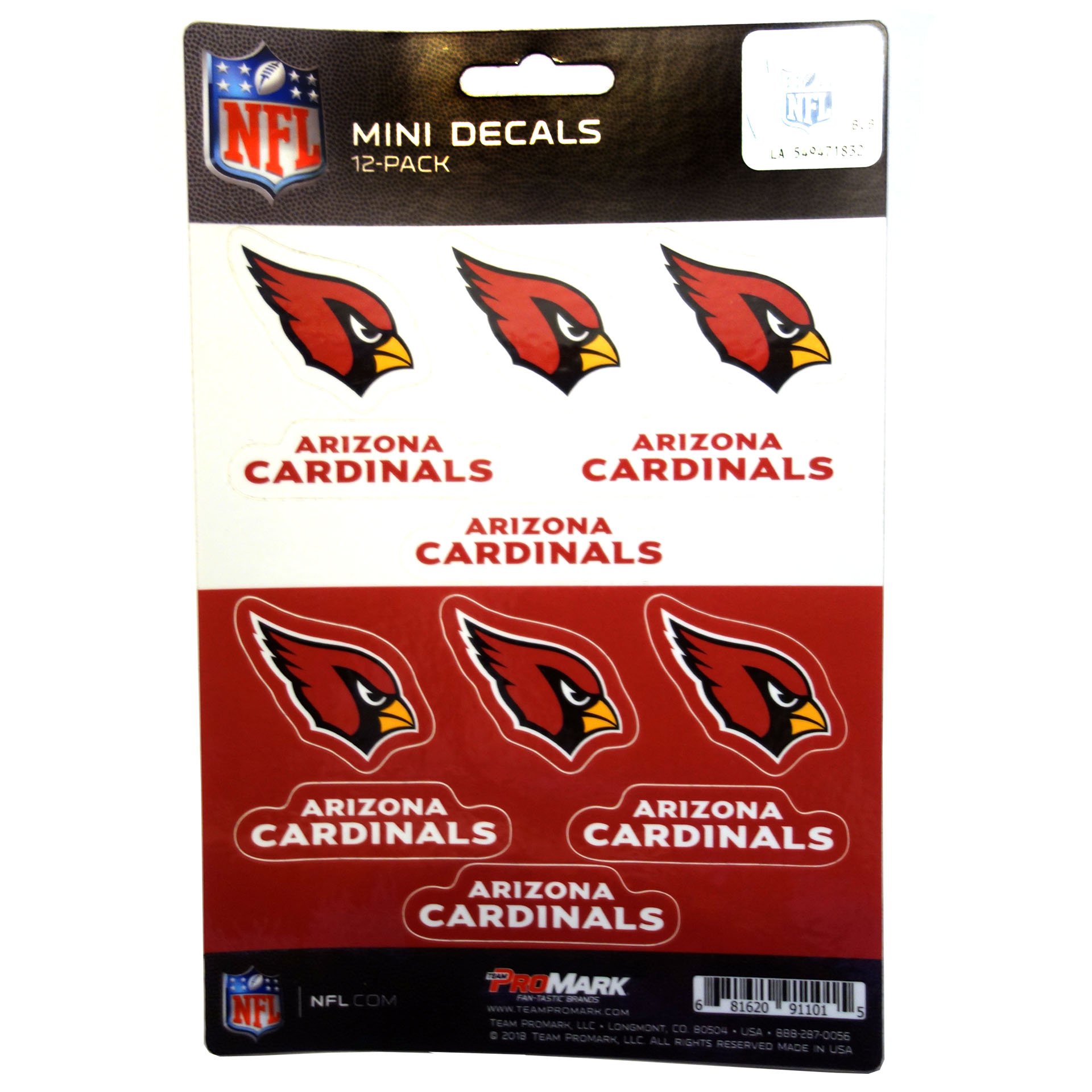 NFL Arizona Cardinals 12 er Aufkleberkarte