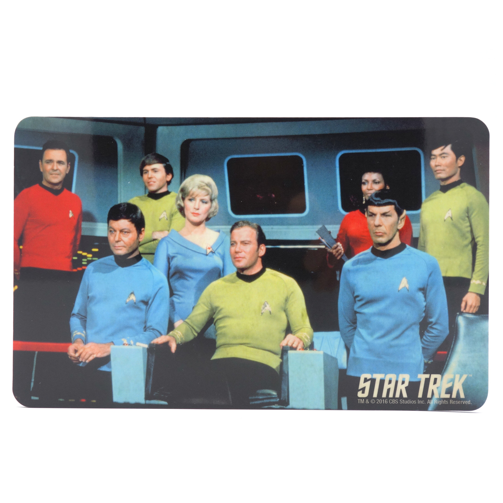 Frühstücksbrettchen Star Trek Crew mit Scotty, McCoy, Chekov, Schwester Christine Chapel, Kirk, Uhura, Spock, Mr. Sulu