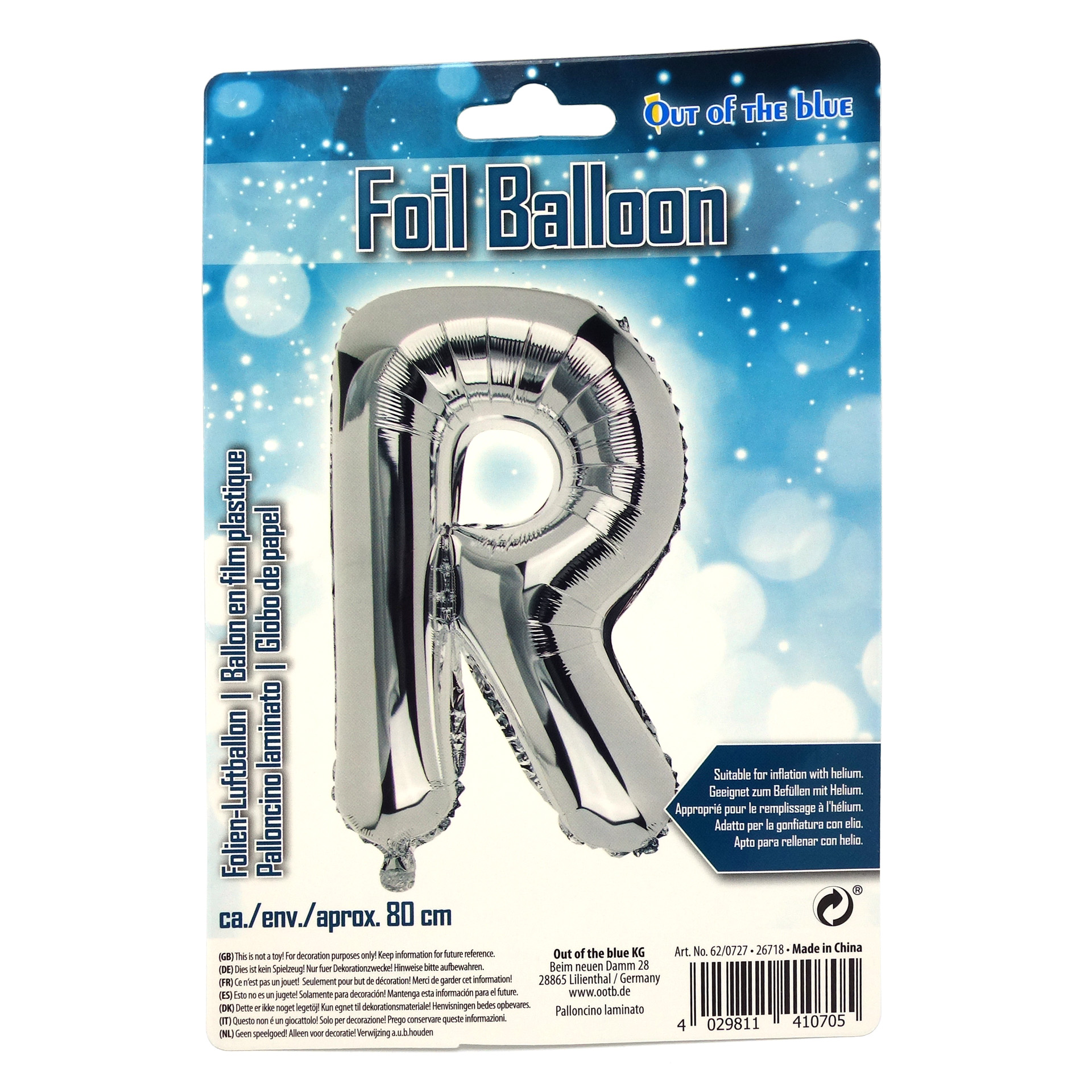 Folien Ballon Buchstabe "R" Silber