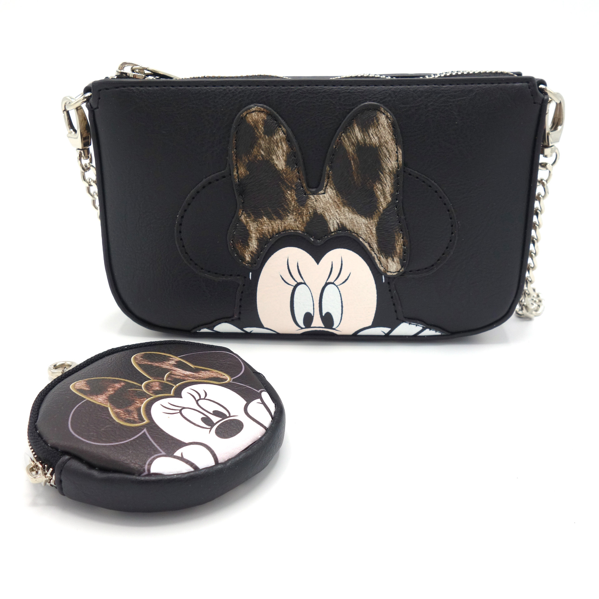 Disney Handtasche mit Geldbörse Rund Minnie Mouse Leopardenmuster Tasche