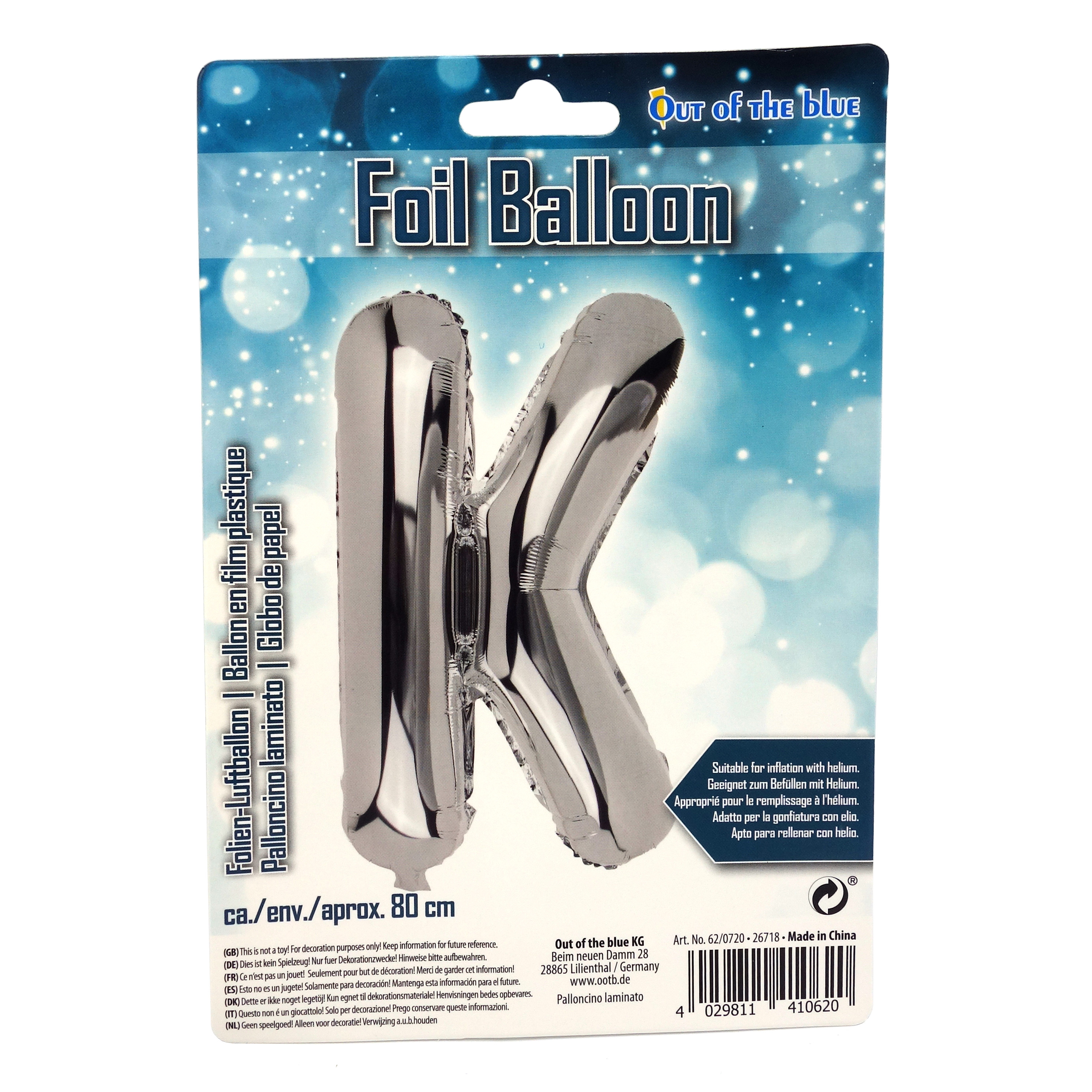 Folien Ballon Buchstabe "K" Silber