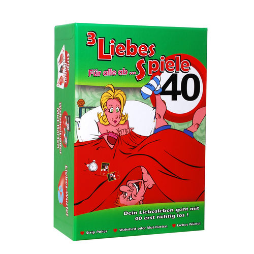 Geburtstagsgeschenk 3 Liebes Spiele "40" Strip Poker Wahrheit-oder-Mut-Karten Liebes-Würfel