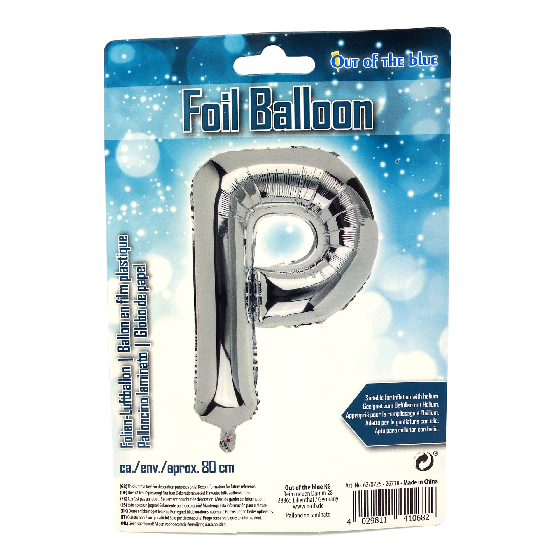 Folien Ballon Buchstabe "P" Silber