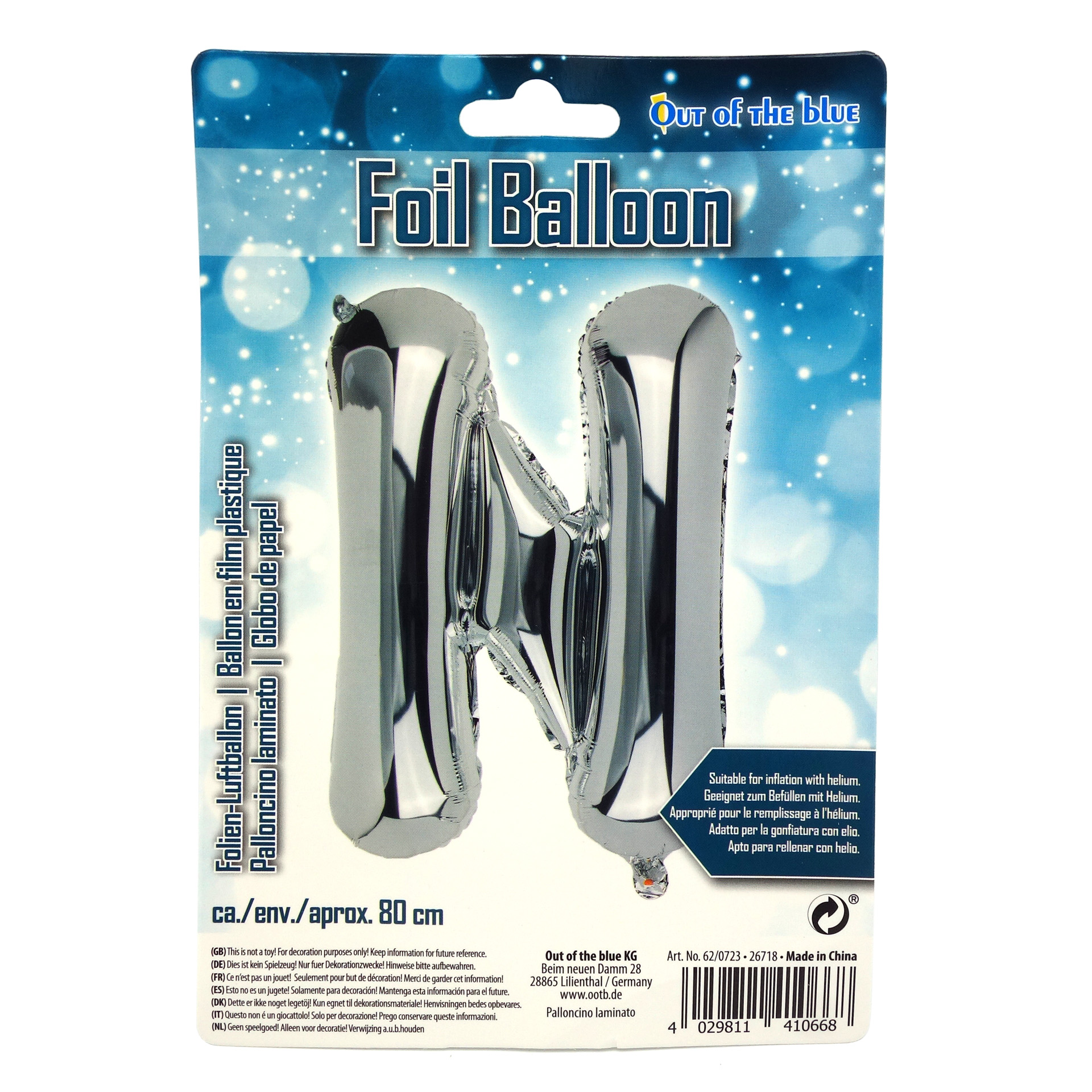 Folien Ballon Buchstabe "N" Silber