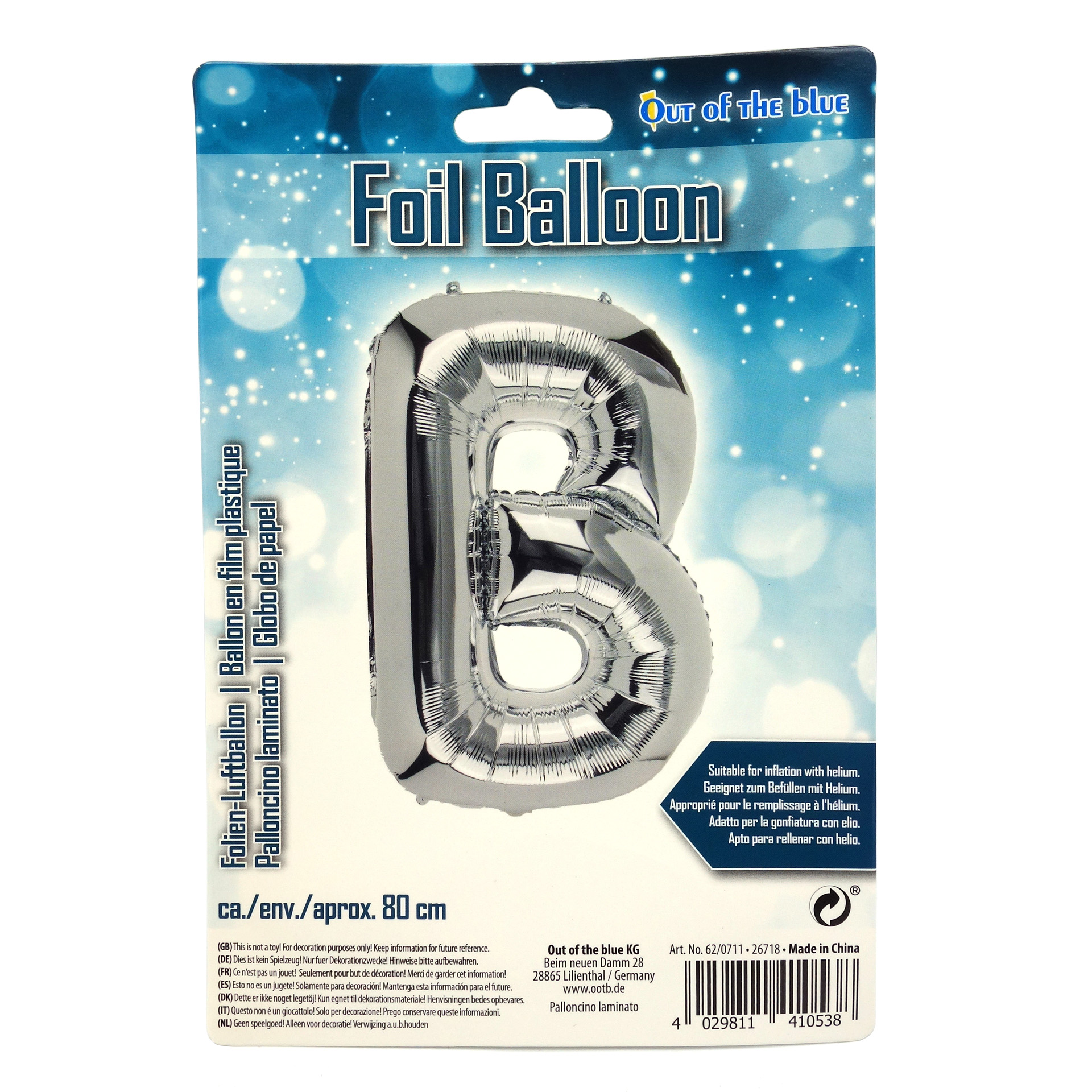 Folien Ballon Buchstabe "B" Silber