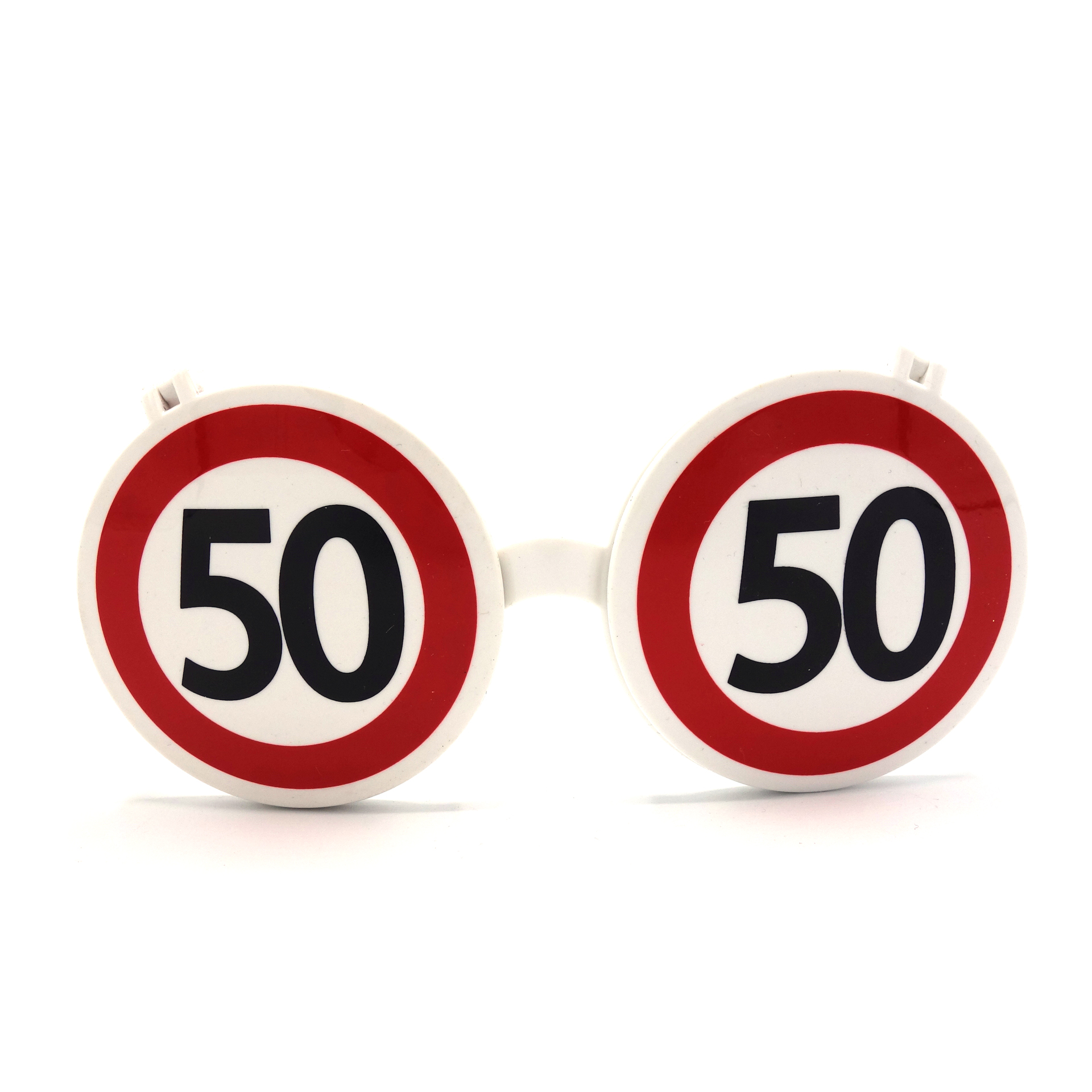 Geburtstagsgeschenk Sonnenbrille "50" Brille Geschenkidee Verkehrsschildoptik