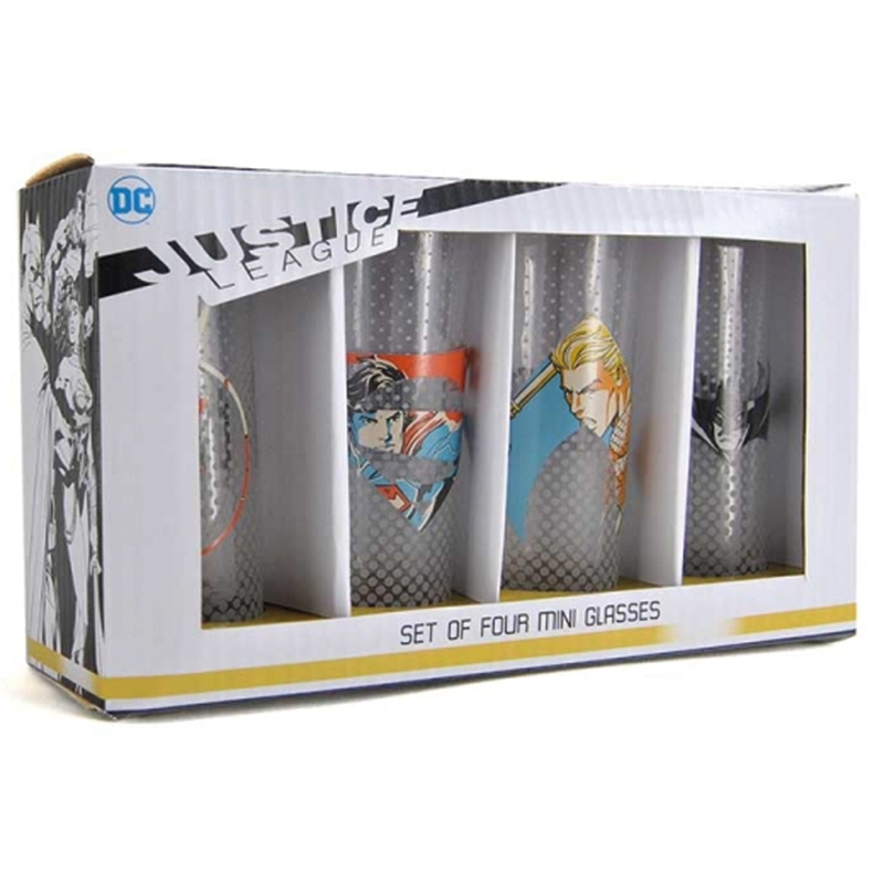 Justice League Schnapsgläser Set, Set of four mini glasses