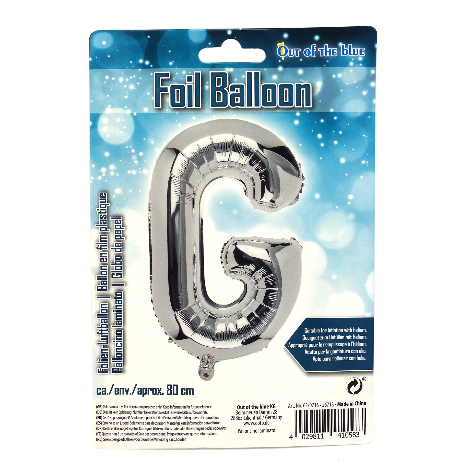 Folien Ballon Buchstabe "G" Silber