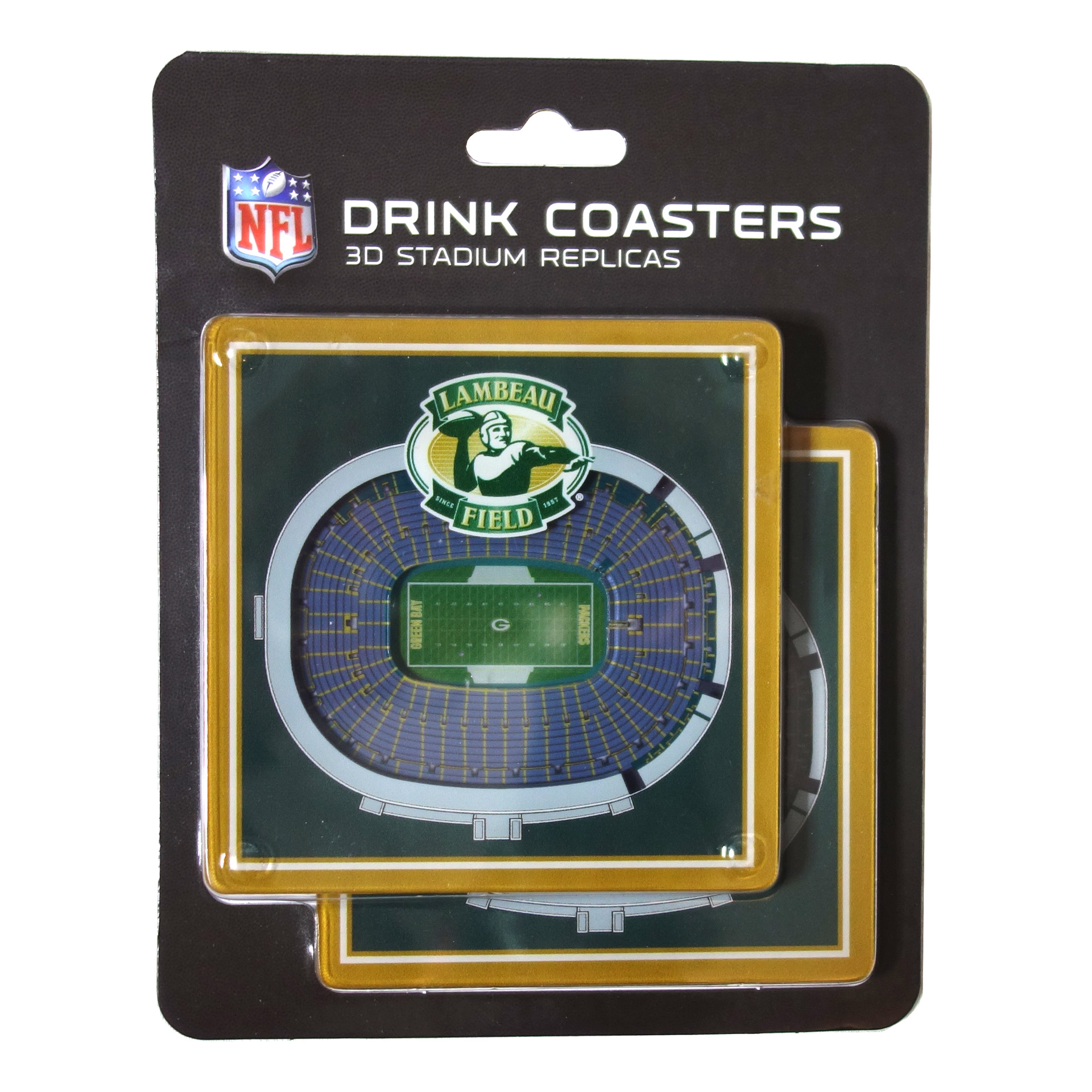 NFL Green Bay Packers 3D Stadion Untersetzer 2er Set Coasters    