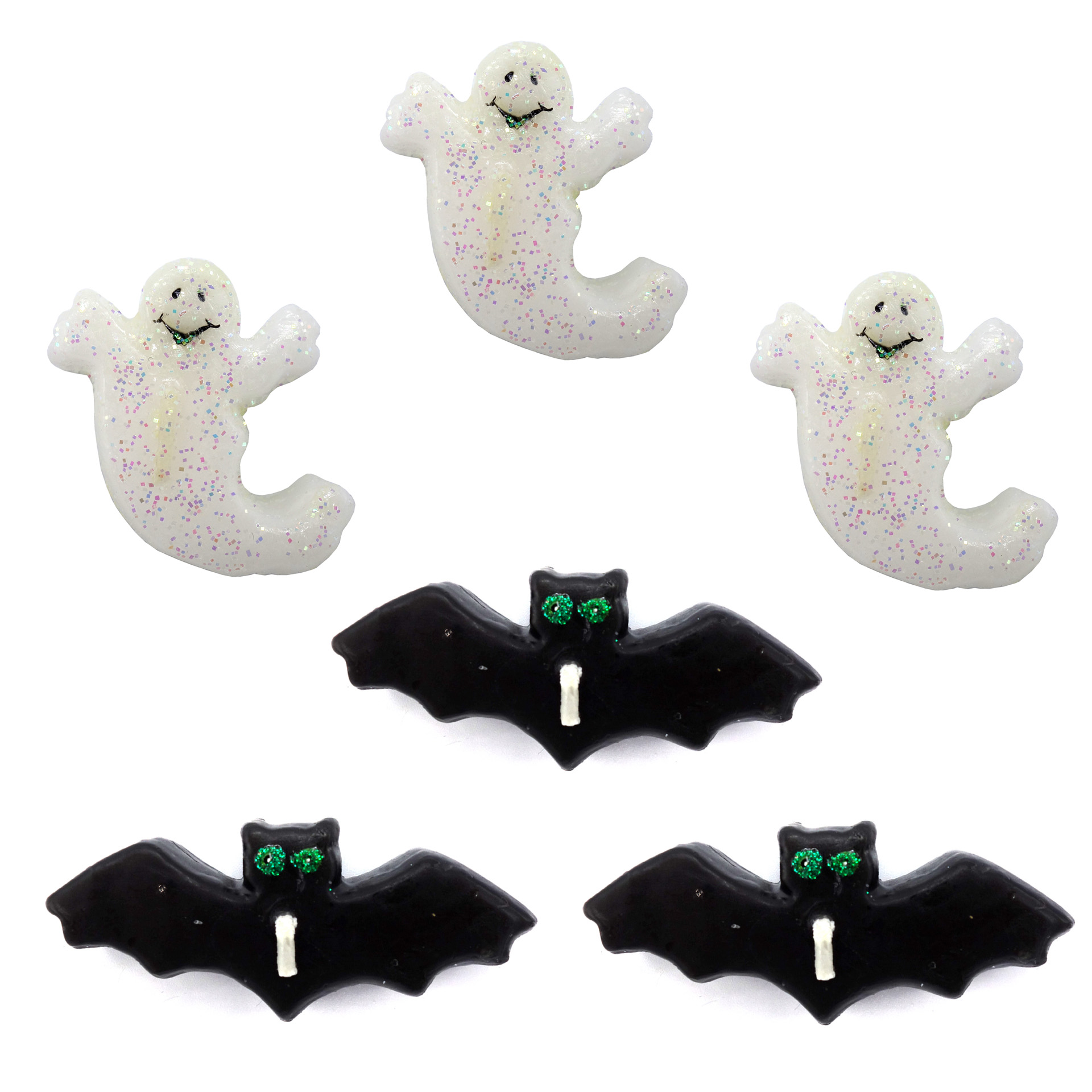 Halloween Badekerzen-Set 3 Fledermäuse und 3 Geister
