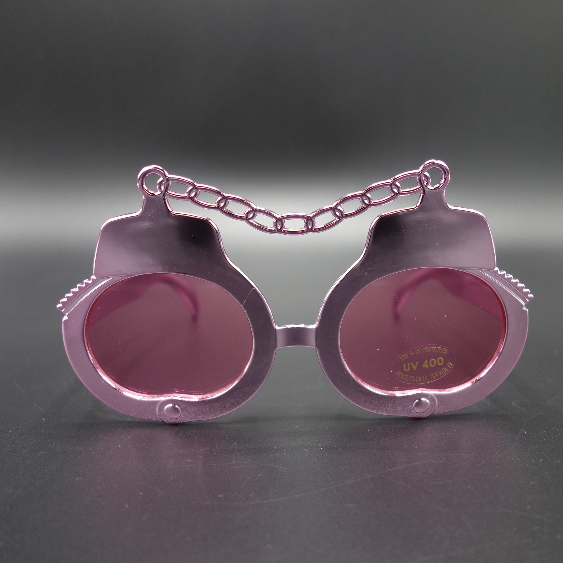 Partybrille Spassbrille Scherzartikel Brille Handschellen Pink