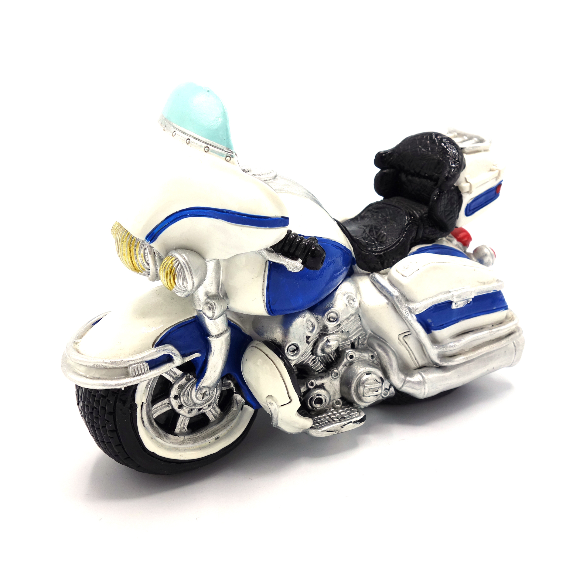 Motorrad Spardose Blau Weiß