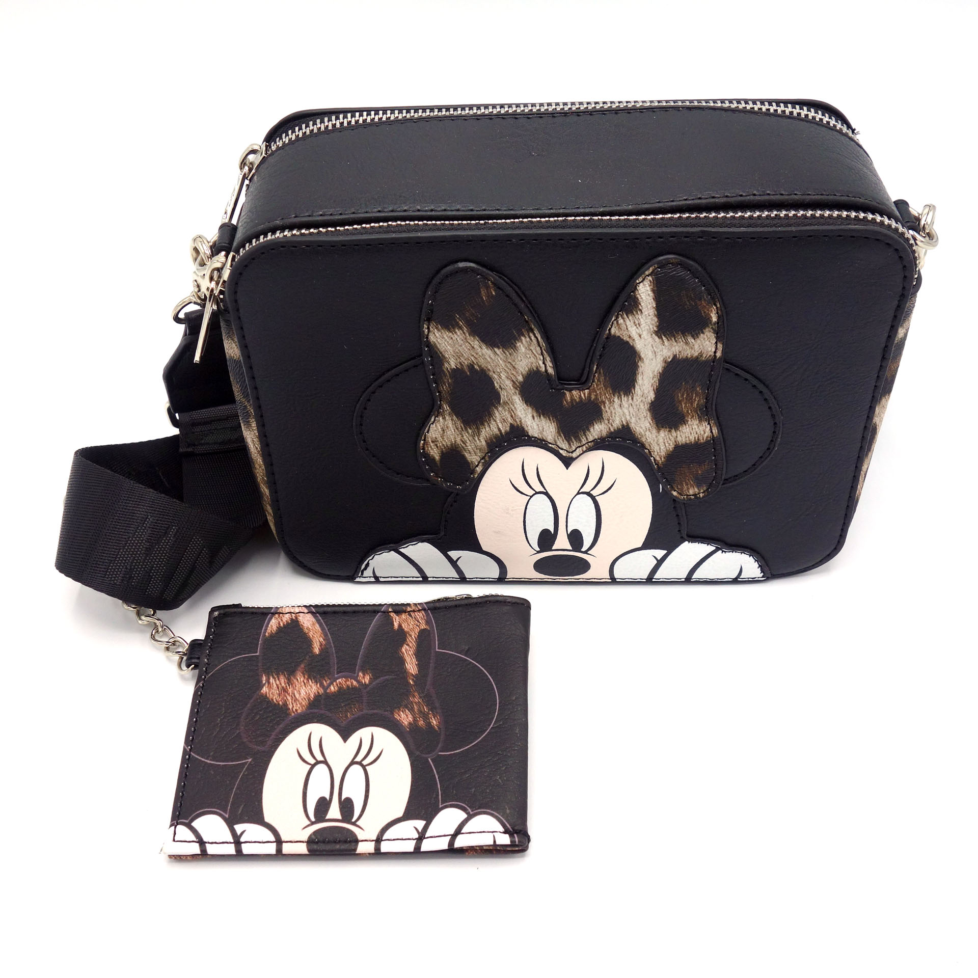 Disney Handtasche mit Geldbörse Minnie Mouse Leopardenmuster Tasche