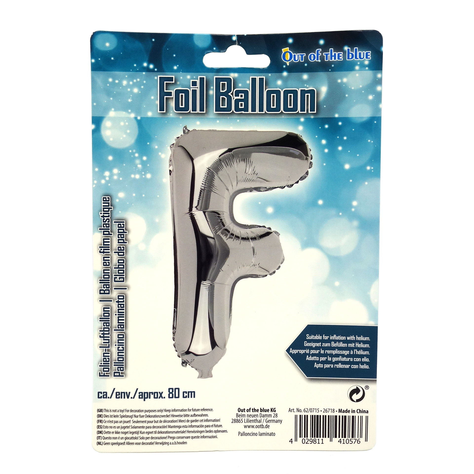 Folien Ballon Buchstabe "F" Silber
