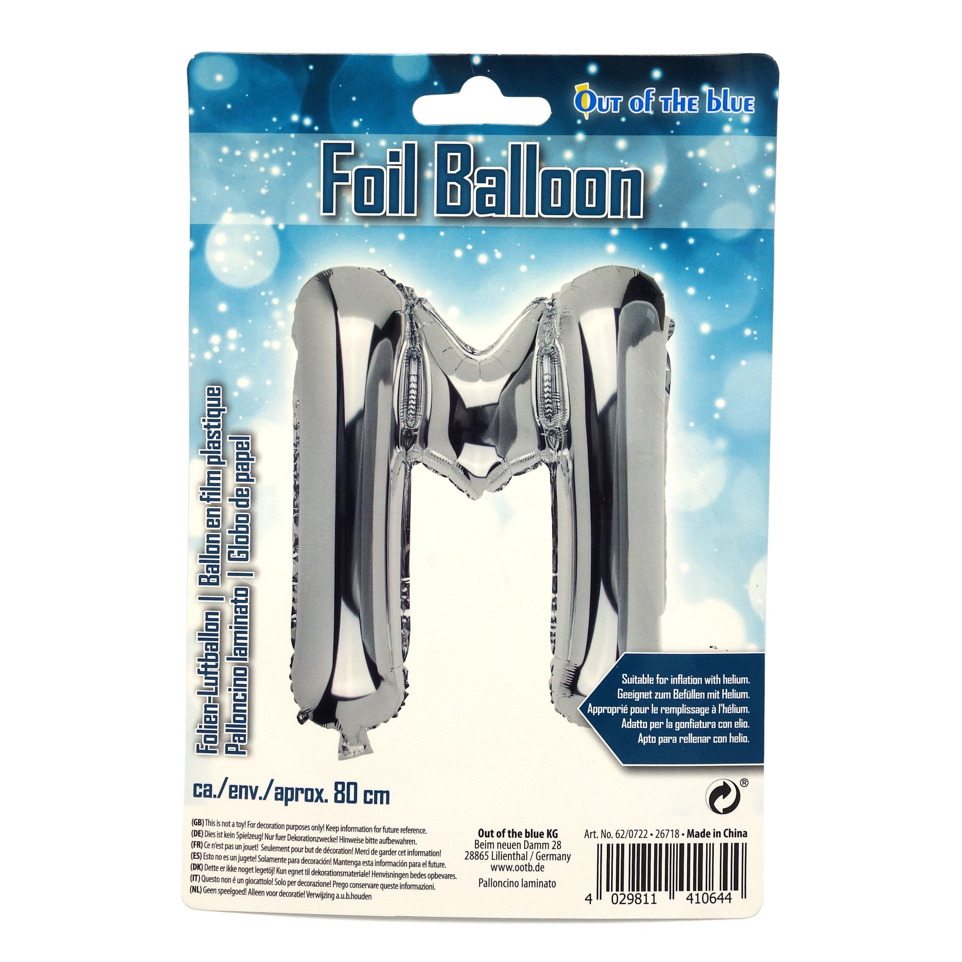 Folien Ballon Buchstabe "M" Silber